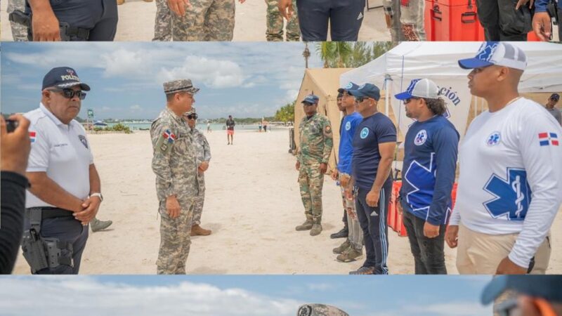 Comandante del Comando Conjunto Unificado de las Fuerzas Armadas supervisa despliegue militar en Boca Chica durante el Operativo Semana Santa 2025