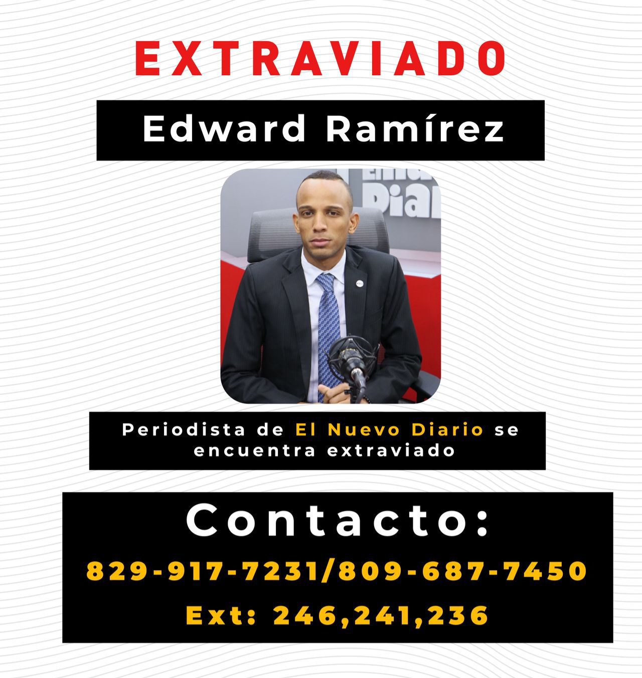 Reportan desaparición del periodista Edward Ramírez
