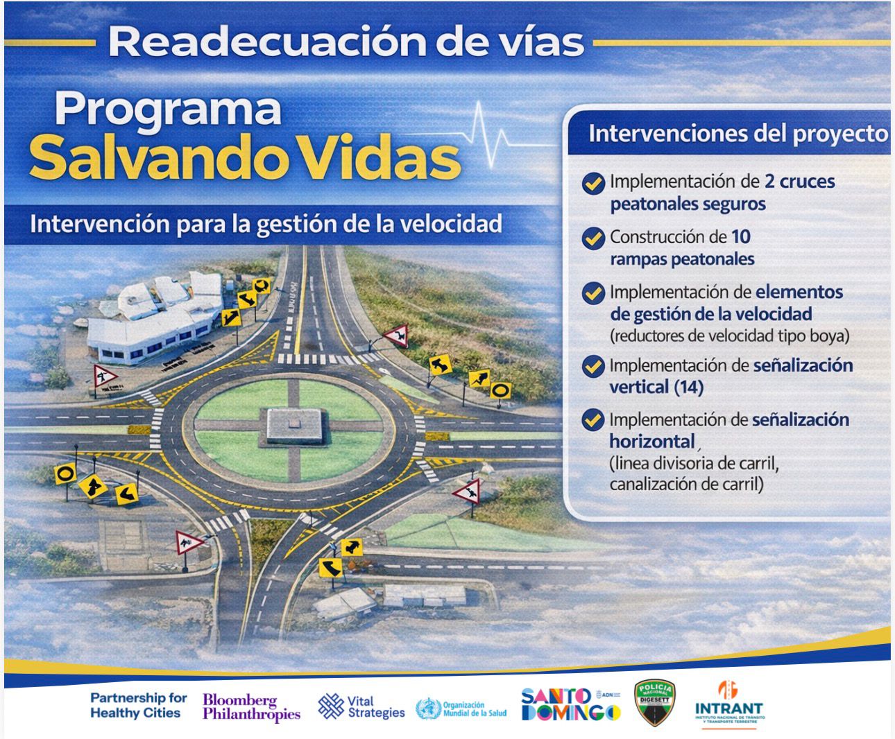 Alcaldía del DN y la Alianza de Ciudades Saludables inician piloto de reducción de velocidad en Av. Los Próceres