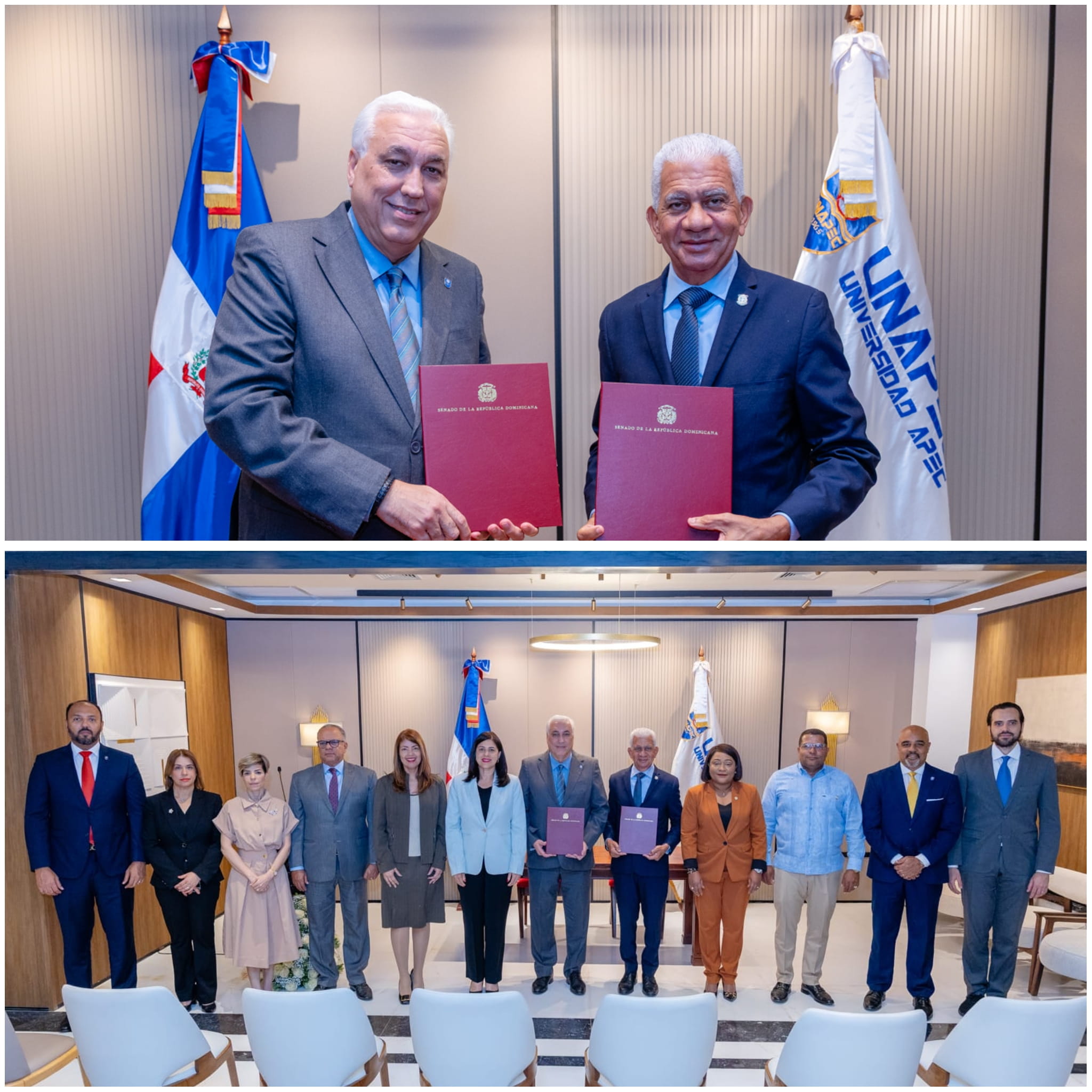 Senado firma alianza con UNAPEC para fortalecer formación de su personal y servicios bibliotecarios